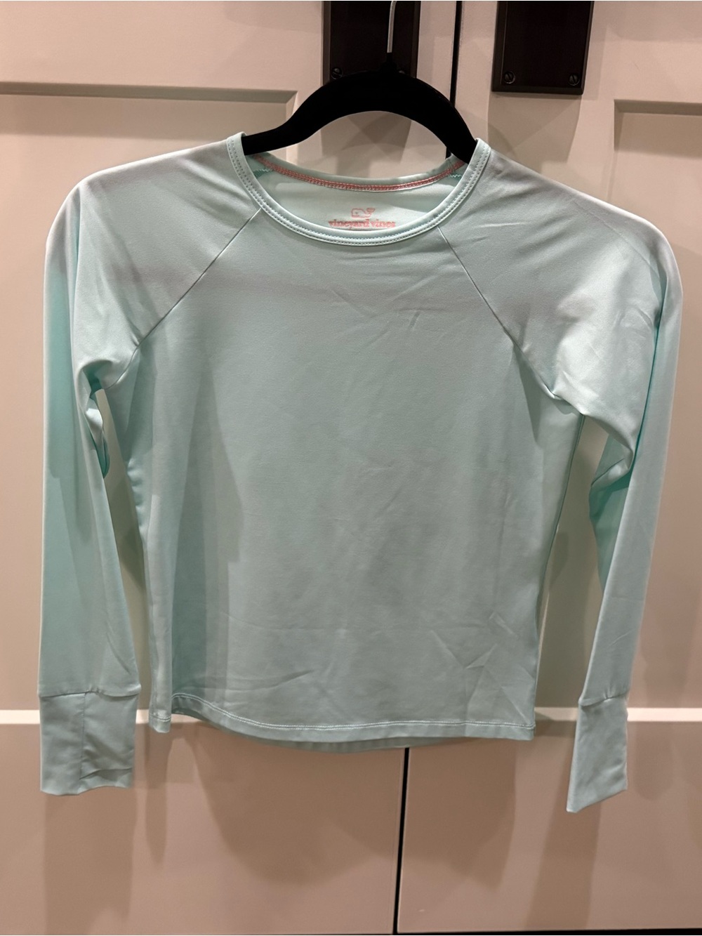 Vineyard Vines Girls' Performance Long Sleeve Shirt, Mint Green, Sz 10-12